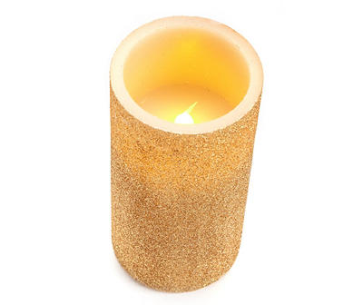 6" Gold Glitter LED Pillar Candle