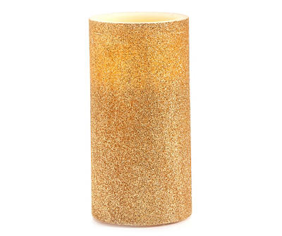 6" Gold Glitter LED Pillar Candle