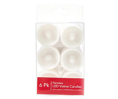 White Glitter LED Votive Candles, 6-Pack