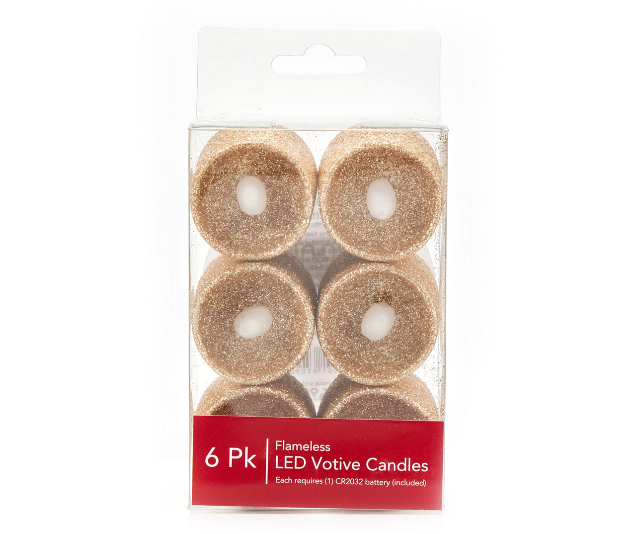 Winter Wonder Lane Gold Glitter LED Votive Candles, 6Pack Big Lots