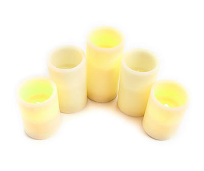 White Flat Top 5-Piece LED Candle Set with Remote