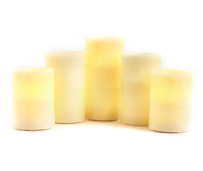 White Flat Top 5-Piece LED Candle Set with Remote