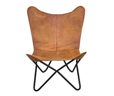 Tan Leather Butterfly Chair