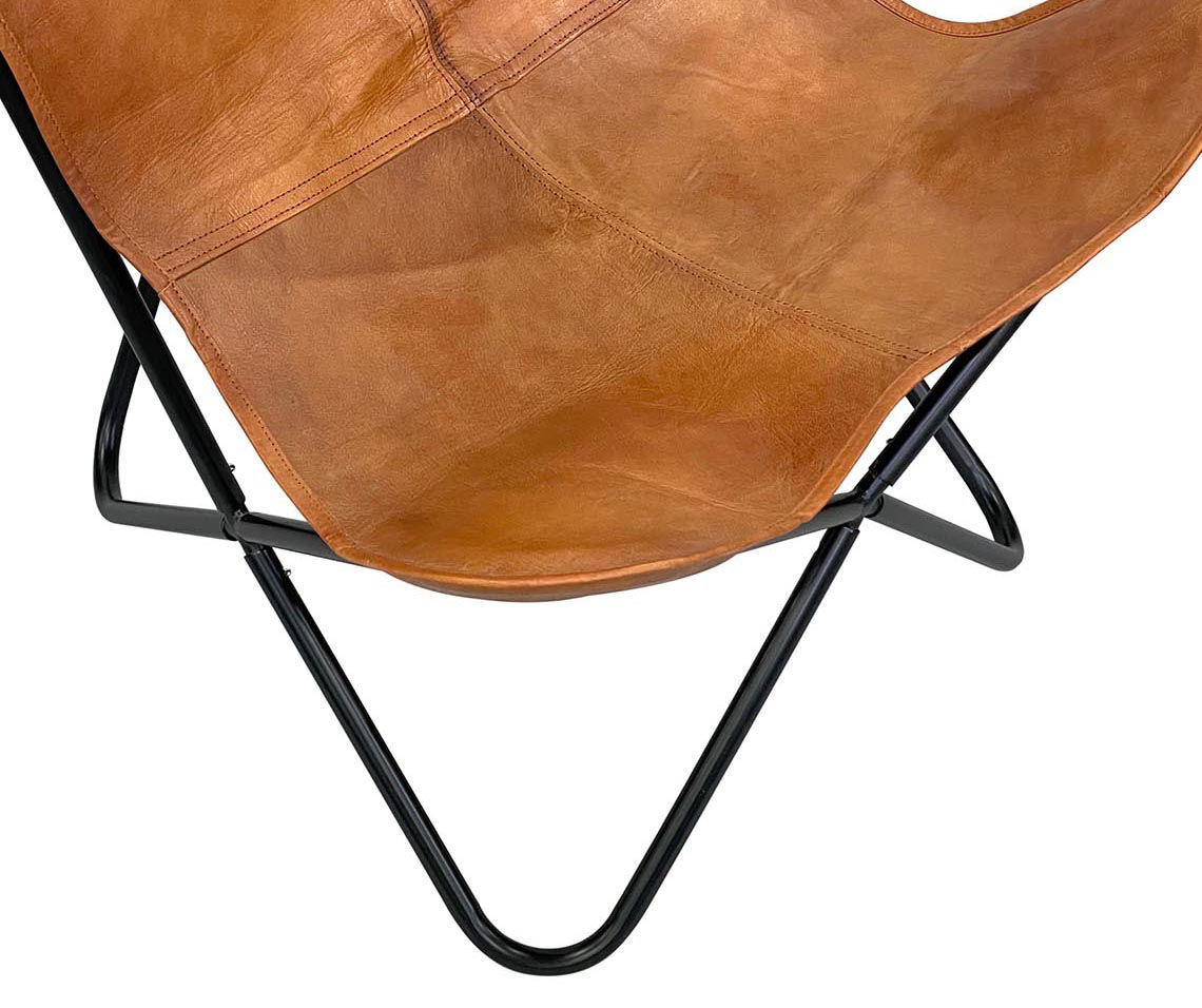 Tan leather butterfly chair hot sale