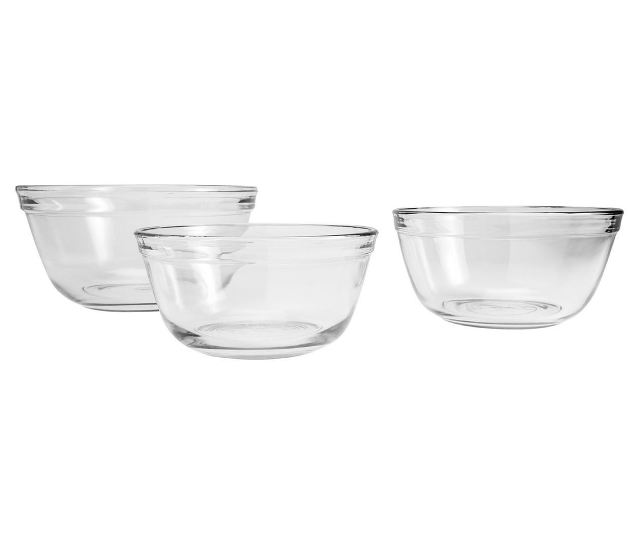 Mason Craft and More 3-Piece Glass Mixing Bowl Set - Clear