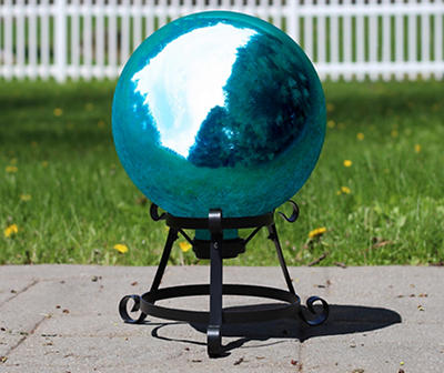 10" Turquoise Mirrored Glass Gazing Ball