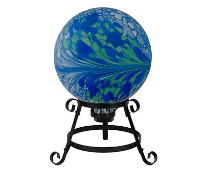 10" Blue & Green Swirl Glass Gazing Ball