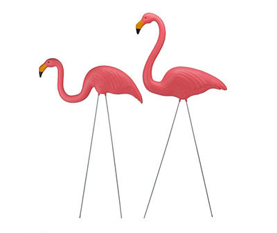 Pink Flamingo 2-Piece Yard Stake Set