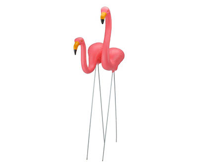 Pink Flamingo 2-Piece Yard Stake Set