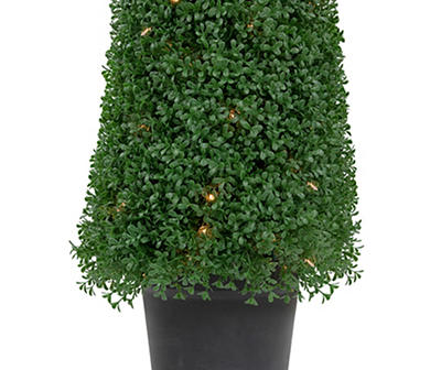 4' Boxwood Cone LED Topiary in Plastic Pot