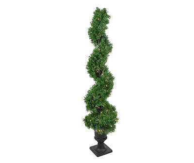 54" Cedar Spiral LED Topiary in Urn