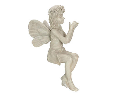 17" Sitting Fairy with Ladybug Statue