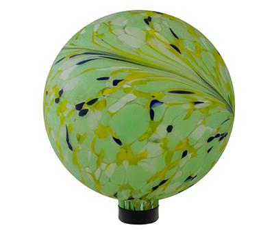10" Yellow & Green Swirled Glass Gazing Ball