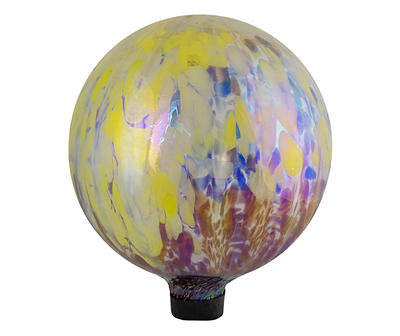 10" Yellow & Blue Speckled Iridescent Glass Gazing Ball