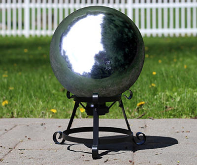 10" Silver Mirrored Glass Gazing Ball