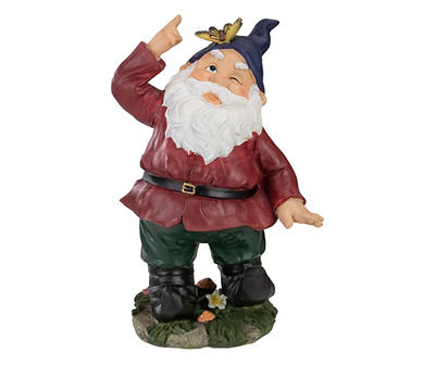 11.25" Red Garden Gnome with Butterfly Statue
