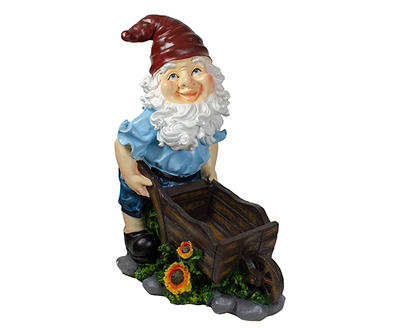 20" Wheelbarrow Gnome Statue