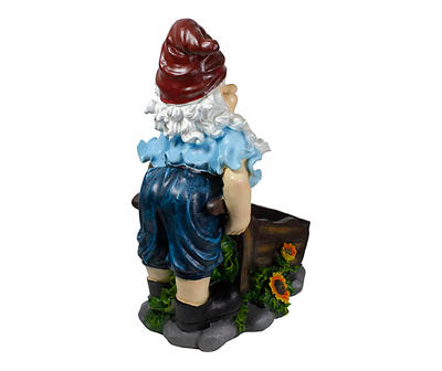 20" Wheelbarrow Gnome Statue