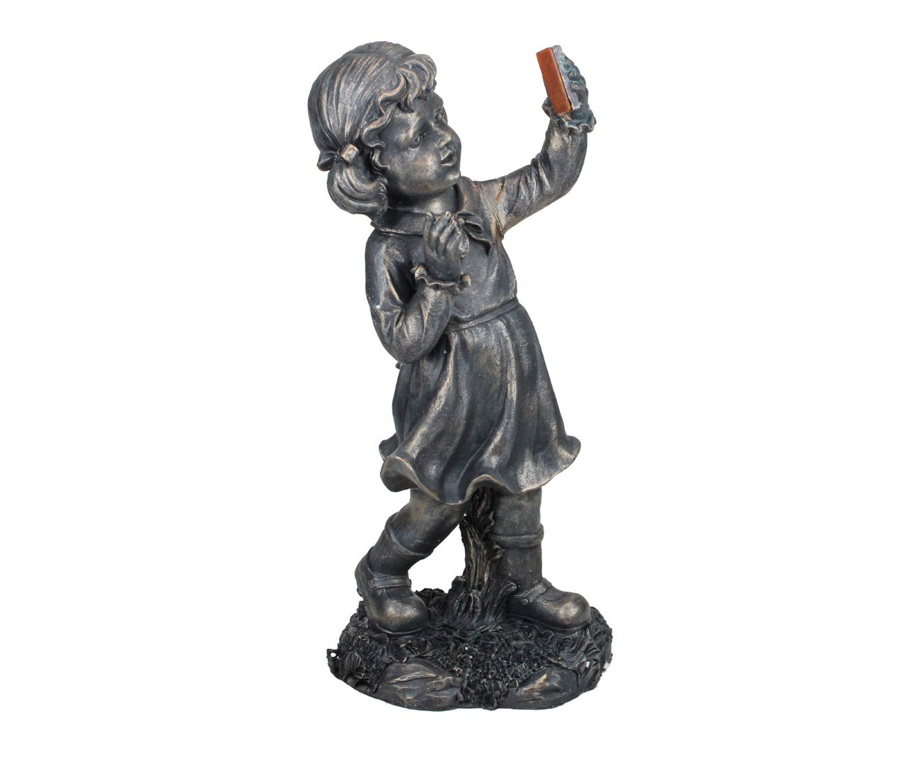 18" Girl with Cell Phone LED Solar Statue