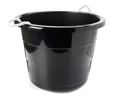 Black Round Bucket With Rope Handles, 17 Gal.
