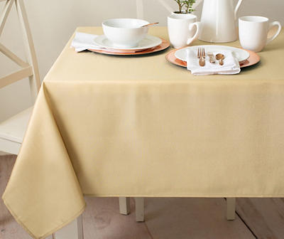 Frosted Forest Gold Metallic Fabric Tablecloth, (52" x 70")