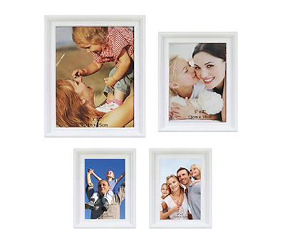 White Bevel 4-Piece Picture Frame Set