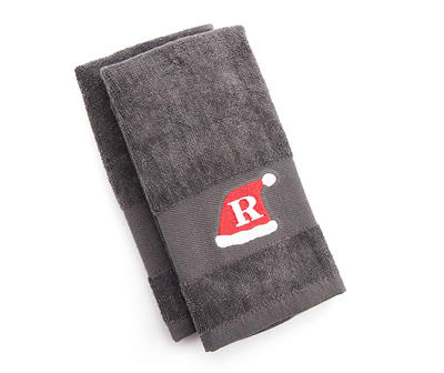 "R" Iron Gate Gray Santa Hat Monogram Hand Towel, 2-Pack