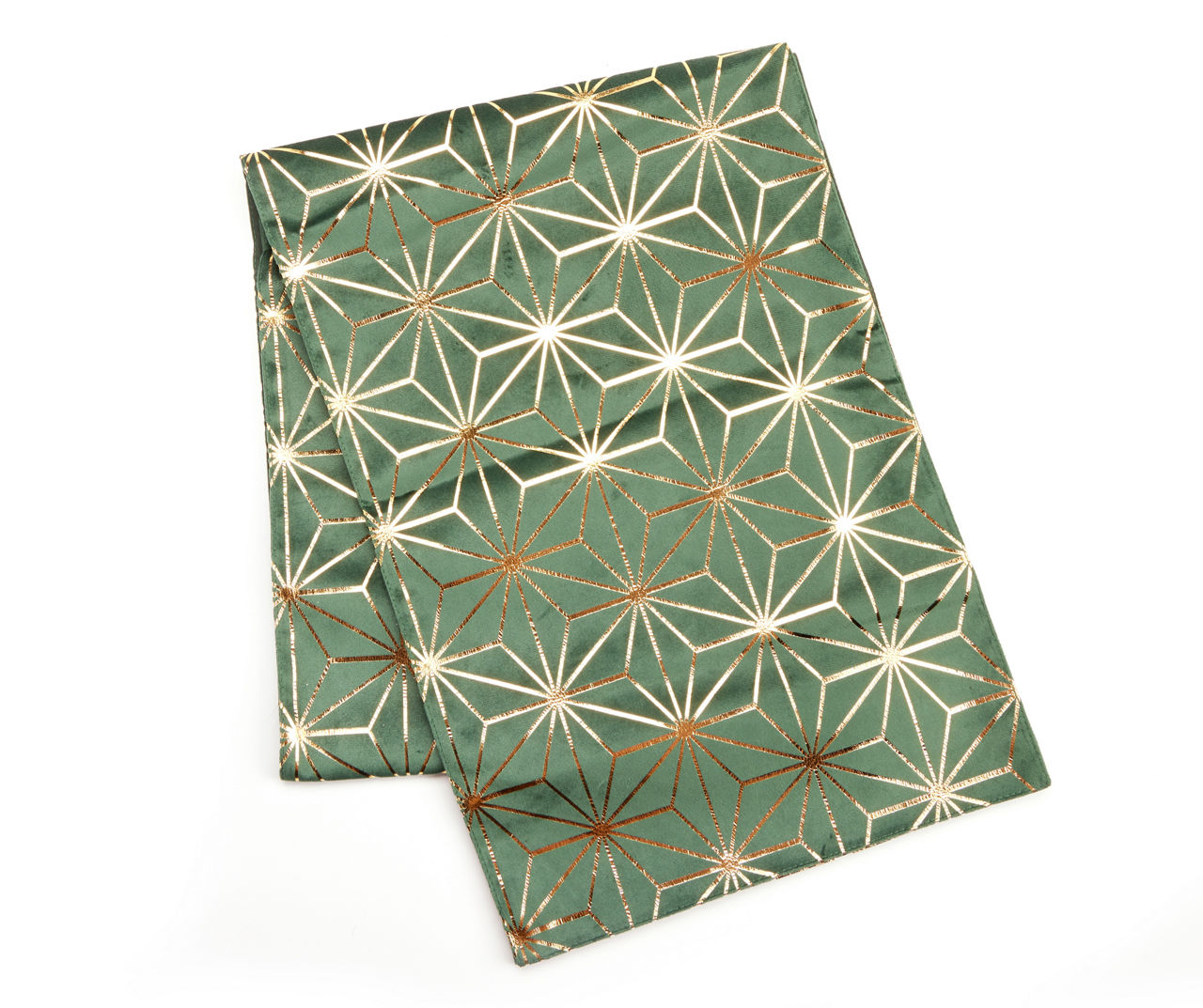 Festive Gathering Green & Gold Geometric Velvet Table Runner Big Lots