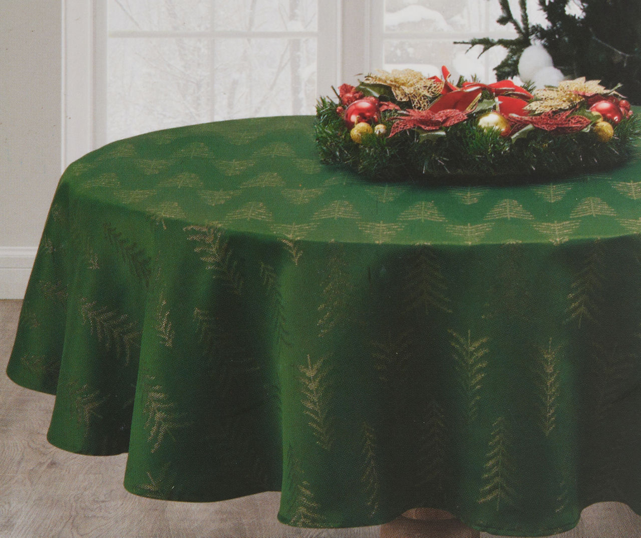 Broyhill Broyhill Festive Gathering Green & Gold Trees Fabric