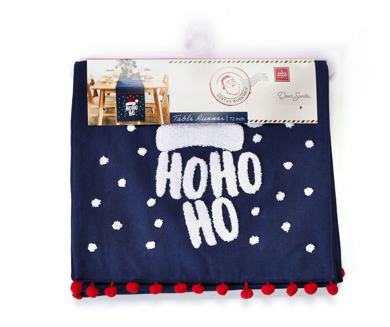 Winter Wonder Lane Santa's "Ho Ho" Blue Tufted Santa Hat Table