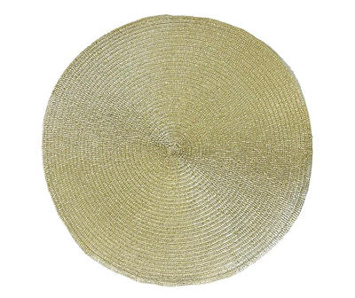 Frosted Forest Gold Metallic Braided Round Placemat