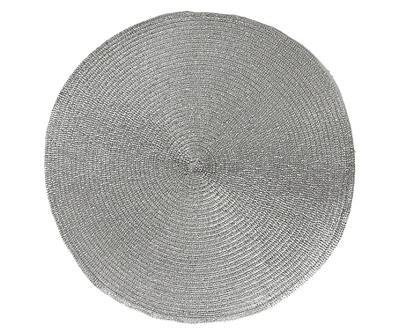 Frosted Forest Silver Metallic Braided Round Placemat