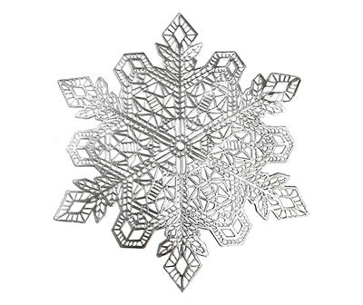Frosted Forest Silver Cutout Snowflake Shaped Vinyl Placemat