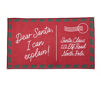 Santa's Workshop Red Postcard Doormat