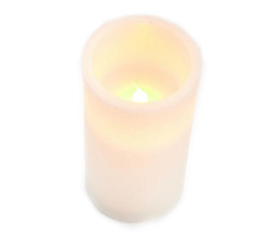 6" White Glitter LED Pillar Candle
