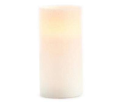 6" White Glitter LED Pillar Candle