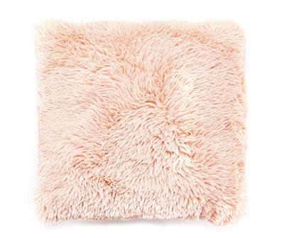 Blush Shag Faux Fur Square Throw Pillow