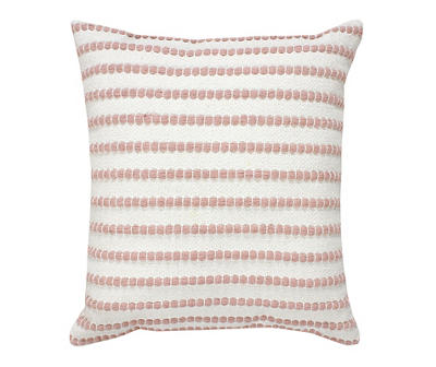 White & Blush Knot Stripe Square Throw Pillow