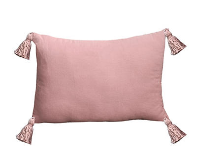 Blush Woven Tassel-Accent Rectangle Throw Pillow