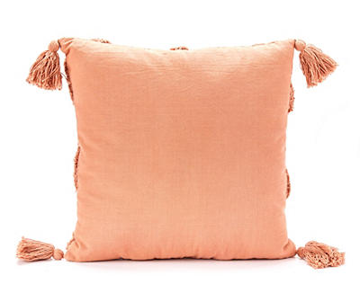 Blush Tufted Lattice Square Throw Pillow