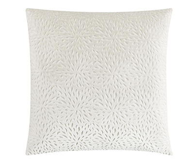White Embossed Petals Square Throw Pillow