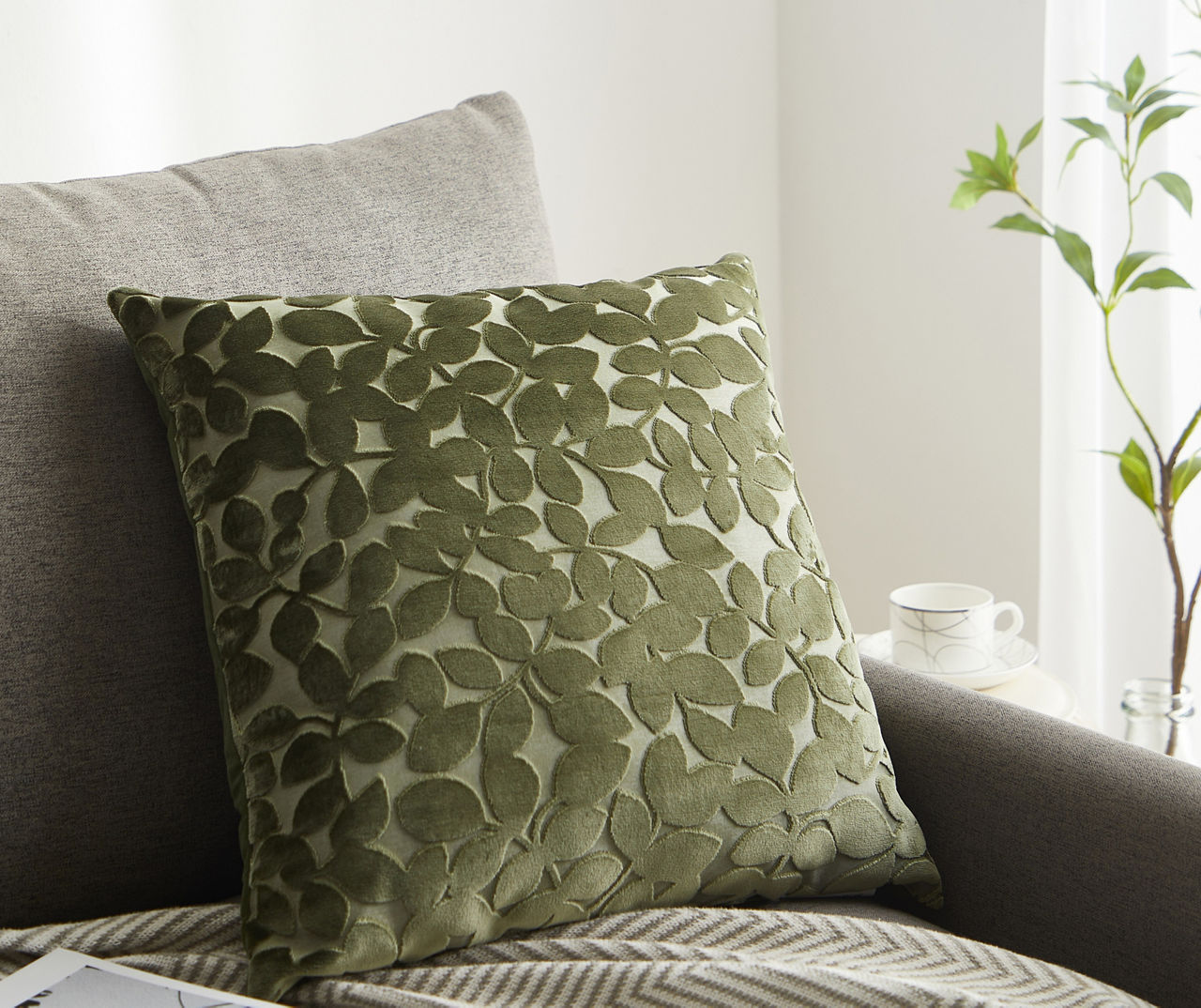 Olive green decorative online pillows