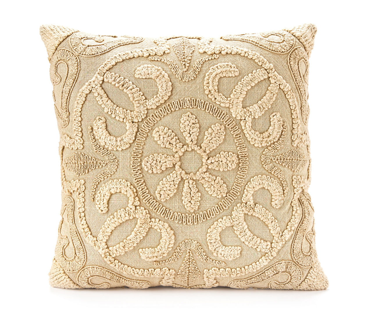 Beige Rope Embroidered Square Throw Pillow Big Lots