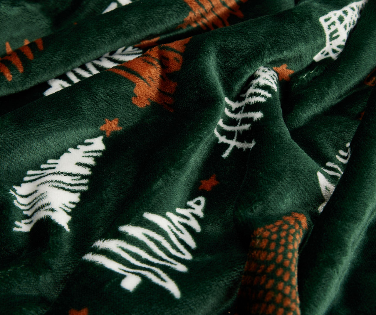 Green & White Trees Print Sherpa Throw, (50" x 60")