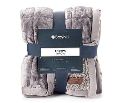 Gray Box Quilt Sherpa Throw, (50