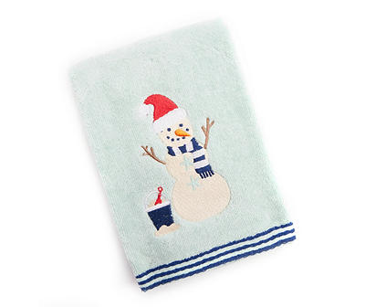 Clearwater Green Sandy Snowman Embroidered Hand Towel