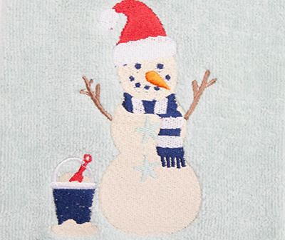 Clearwater Green Sandy Snowman Embroidered Hand Towel