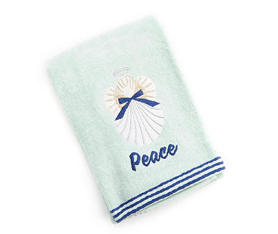 "Peace" Clearwater Green Seashell Angel Embroidered Hand Towel