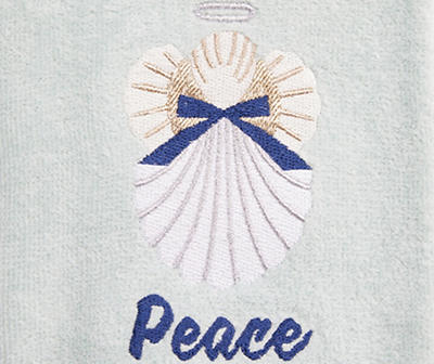 "Peace" Clearwater Green Seashell Angel Embroidered Hand Towel