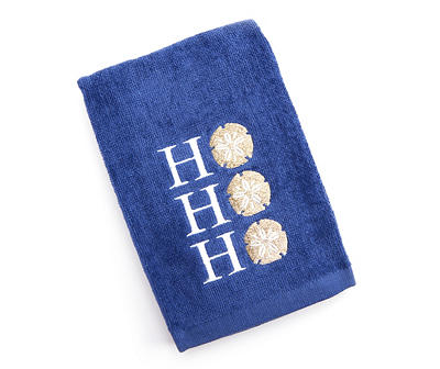 "Ho Ho Ho" Twilight Blue Embroidered Hand Towel